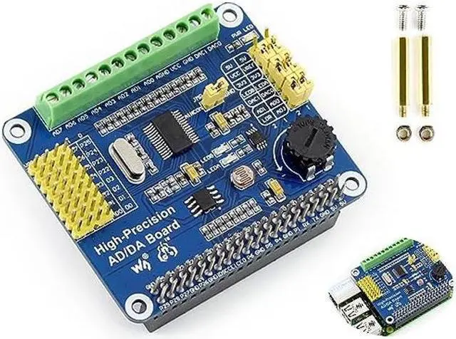 Main image of High-Precision AD/DA Expansion Board for Raspberry Pi 4B/3B+/3B/2B/Zero/W/Zero WH and Jetson Nano,Add High-Precision AD/DA Functions to Pi. Onboard ADS1256 8-CH 24bit ADC and DAC8532 2-CH 16bit DAC
