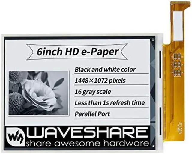 Main image of waveshare 6inch E-Ink Raw Display Compatible with Raspberry Pi 4B/3B+/3B/2B/B+/A+/Zero/Zero W/WH/Zero 2W Series Boards 1448x1072 High Definition 16 Gray Scale Without PCB Supports Partial Refresh