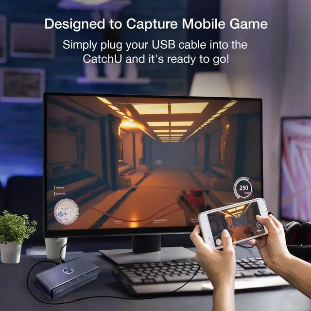 Alt view image 2 of 5 - EZCast CatchU Capture Card, Plug and Record Your Mobile Gameplay, Capture and Record Gameplay to USB, 4K60 Pass-Through, 1080p60 UVC Stream, Support Smartphone, Xbox, PS5, Nintendo Switch