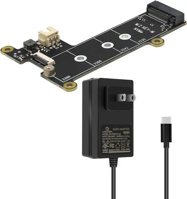 Main image of Geekworm X1001 PCIe M.2 Key-M NVMe SSD PIP PCIe Peripheral Board with PD 27W Power Supply for Raspberry Pi 5