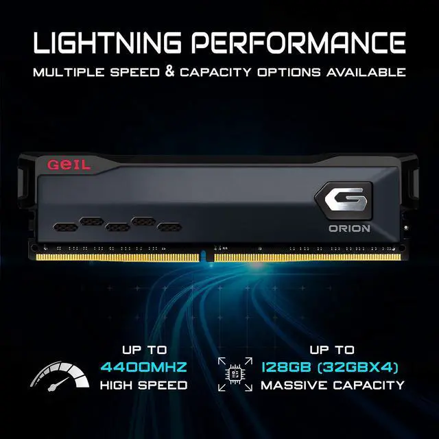 Alt view image 2 of 5 - GeIL ORION DDR4 RAM, 16GB (8GBx2) 3200MHz 1.35V XMP2.0, Intel/AMD Compatible, Long DIMM High Speed Desktop Memory, Hardcore Immersive Gaming/Multimedia Content Creation/Quality Live Streaming