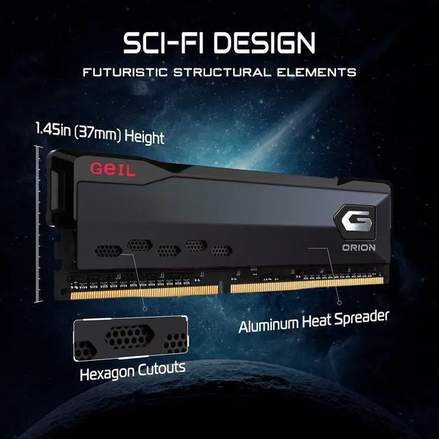 Alt view image 3 of 5 - GeIL ORION DDR4 RAM, 16GB (8GBx2) 3200MHz 1.35V XMP2.0, Intel/AMD Compatible, Long DIMM High Speed Desktop Memory, Hardcore Immersive Gaming/Multimedia Content Creation/Quality Live Streaming