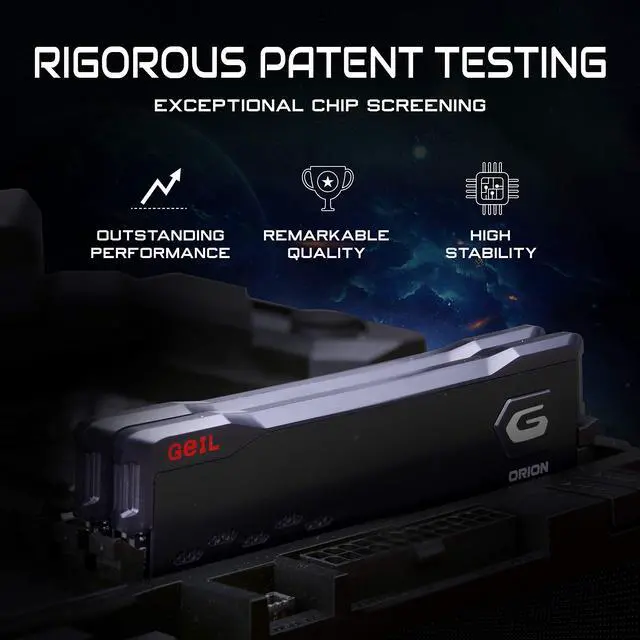 Alt view image 4 of 5 - GeIL ORION DDR4 RAM, 16GB (8GBx2) 3200MHz 1.35V XMP2.0, Intel/AMD Compatible, Long DIMM High Speed Desktop Memory, Hardcore Immersive Gaming/Multimedia Content Creation/Quality Live Streaming