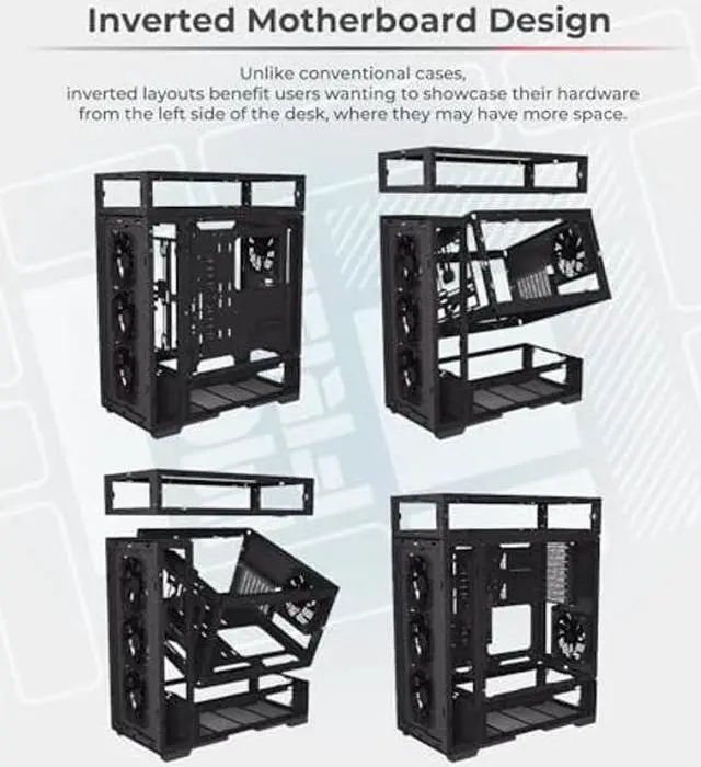 Alt view image 4 of 5 - InWin ModFree Deluxe, E-ATX, Full Tower Case, High Airflow, Support 120mm or 140 Fan and up to 420mm AIO, Modular Design for expandability, Tempered Glass Side Panel, Black Color