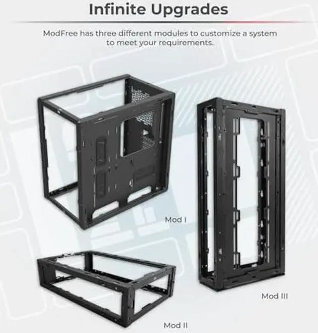 Alt view image 5 of 5 - InWin ModFree Deluxe, E-ATX, Full Tower Case, High Airflow, Support 120mm or 140 Fan and up to 420mm AIO, Modular Design for expandability, Tempered Glass Side Panel, Black Color
