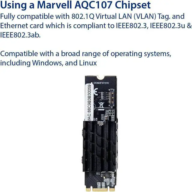 Alt view image 3 of 5 - IO Crest 10 Gigabit M.2 M Key Ethernet Network Expansion Card