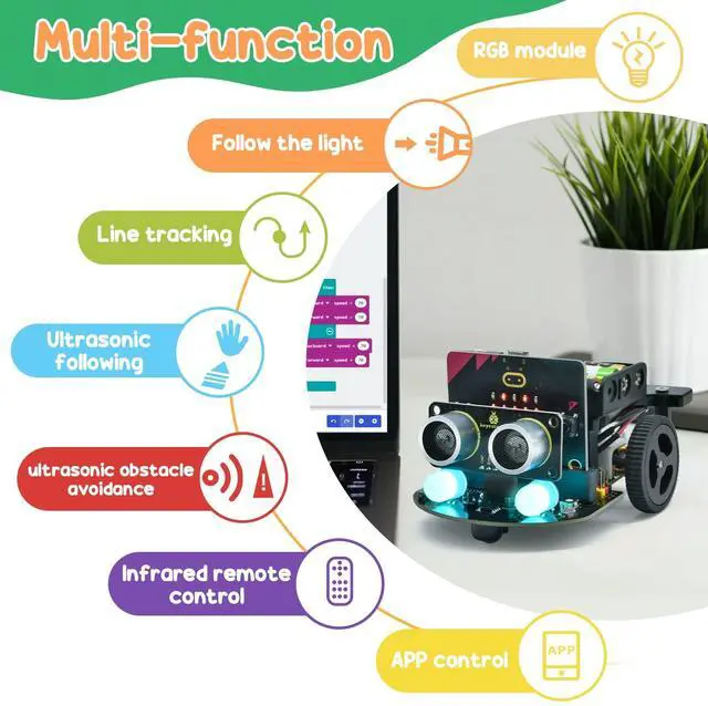 Alt view image 2 of 5 - KEYESTUDIO Micro:bit V2 Robot Starter Kit (without Microbit) for Makecode and Python