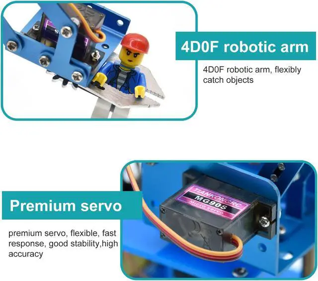 Alt view image 4 of 5 - KEYESTUDIO Robot Arm Starter Kit for Arduino,4DOF Electronic Coding Robotics Arm DIY Set for Kids Adults to Learn Robotics,Support PS2 Joypad Control,Remote Control by Android/iOS APP