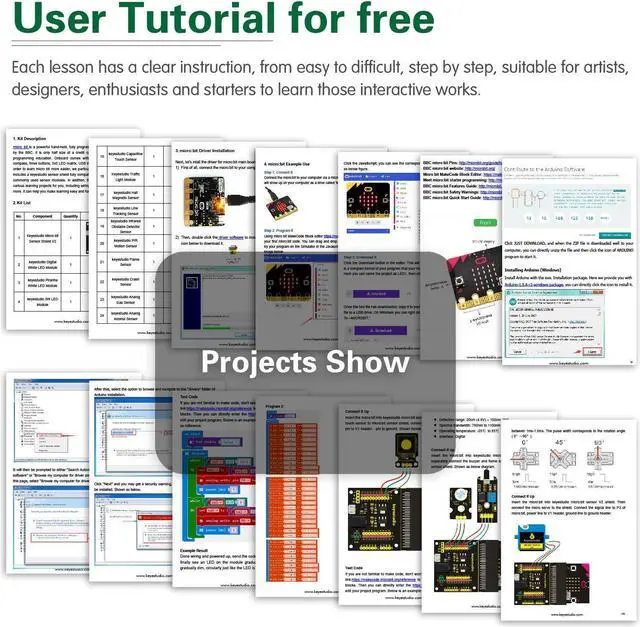 Alt view image 5 of 5 - KEYESTUDIO 45 Sensors Starter Kit for BBC Microbit V2.2 V2 V1.5 (Without Micro:bit), Sensor Breakout Board, i2c LCD, Buzzer, 5v Relay with Tutorials 57 Courses Coding for Teens Adults