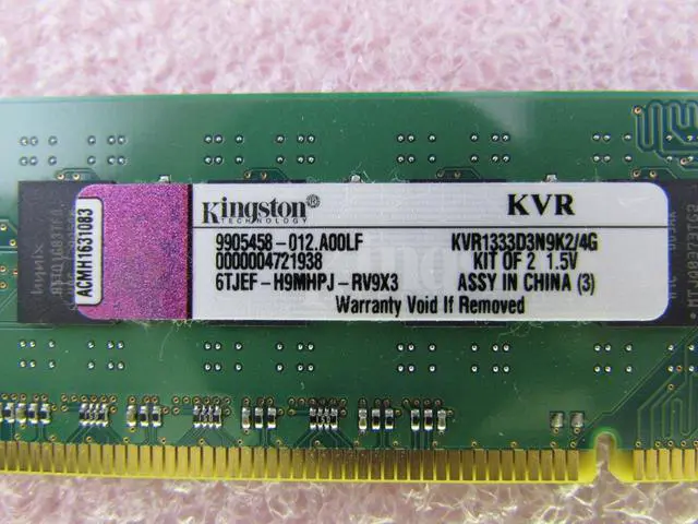 Alt view image 2 of 2 - Kingston ValueRAM 4 GB Kit (2x2 GB Modules) 1333MHz PC3-1066 DDR3 DIMM Desktop Memory KVR1333D3N9K2/4G