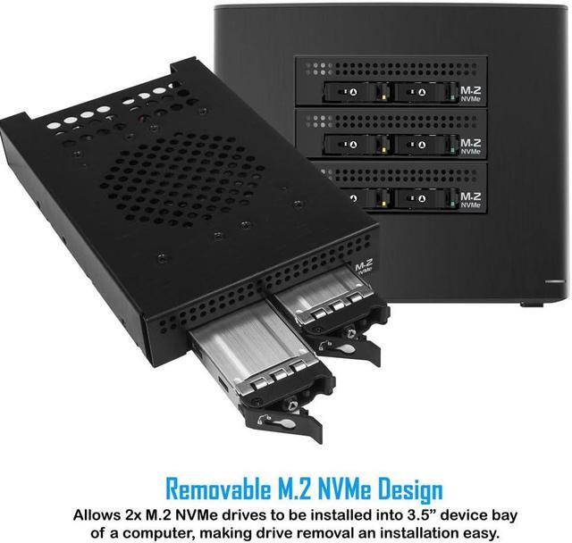 Alt view image 2 of 5 - Kingwin Nvme M.2 SSD PCIe 3.0/4.0 Oculink Mobile Rack Enclosure Compatible with 3.5 Drive Bay for High-Speed Data Access Storage Expansion.