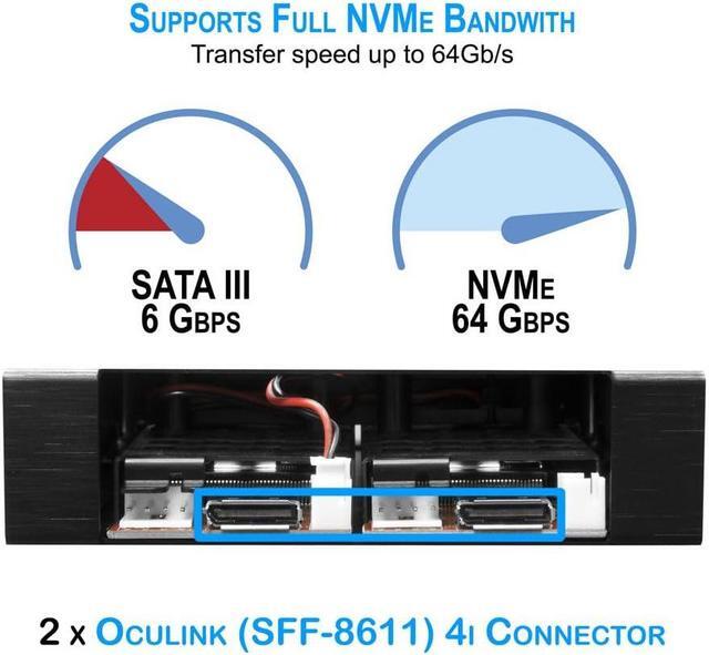 Alt view image 3 of 5 - Kingwin Nvme M.2 SSD PCIe 3.0/4.0 Oculink Mobile Rack Enclosure Compatible with 3.5 Drive Bay for High-Speed Data Access Storage Expansion.