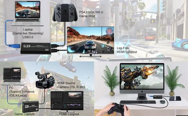 Alt view image 5 of 5 - 4K HDMI Video Capture Card for Streaming,RREAKA Full HD 1080P 60FPS Video Recorder Audio Video Capture Card for Gaming/Video Conference/Broadcasting