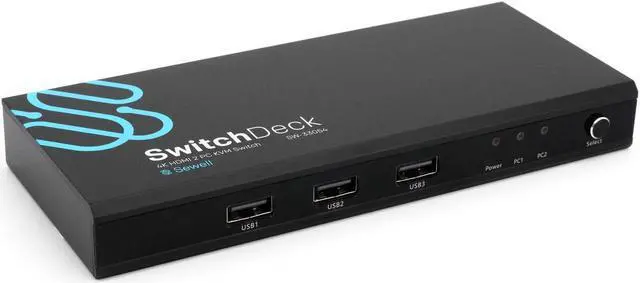 Main image of SwitchDeck 4K HDMI KVM Switch by Sewell, Switch Easily Between Two PCs/Macs/Gaming Consoles (SW-33054)