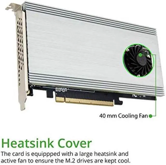 Alt view image 3 of 5 - Syba Quad M.2 NVMe Ports to PCIe 3.0 x16 Interface x8 Bandwidth Bifurcation Riser Controller - Support Non-Bifurcation Motherboard (SI-PEX40157)