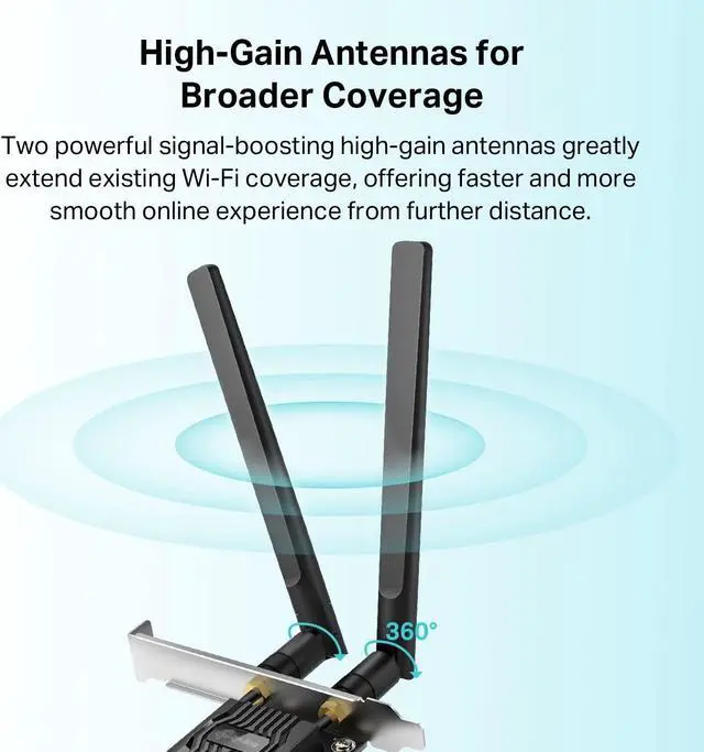 Alt view image 3 of 5 - TP-Link WiFi 6 PCIe WiFi Card for Desktop PC AX1800 (Archer TX20E), Bluetooth 5.2, WPA3, 802.11ax Dual Band Wireless Adapter with MU-MIMO, Ultra-Low Latency, Supports Windows 11, 10 (64bit) Only