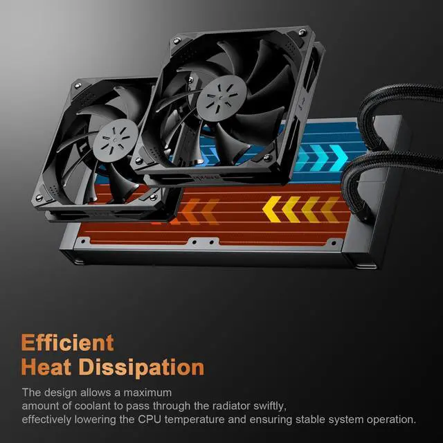 Alt view image 4 of 5 - upHere Liquid CPU Cooler,AIO Cooler 240mm Radiator Compatible with LGA 1851/1700/2011/2066 & AMD AM5/AM4, 2 X 120 PWM RGB Fan Water Cooler CPU,2500 RMP Water Cooling Systems 17dBA