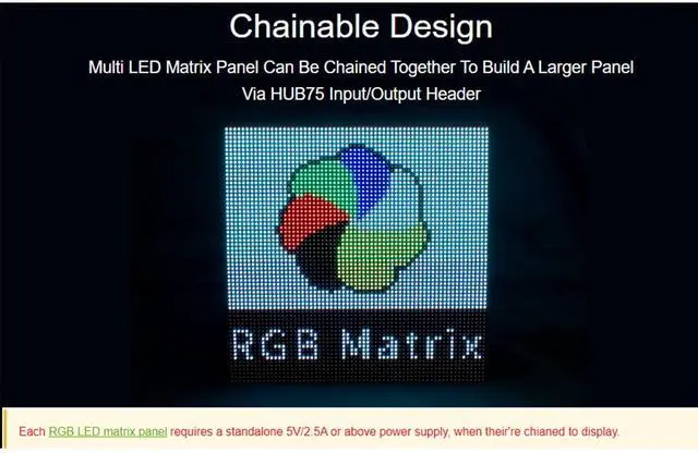 Alt view image 4 of 5 - RGB LED Matrix Panel 64x32, 2048 DOTS Pixels 3mm Pitch,Compatible with Arduino/Raspberry Pi Pico/ESP32,Allow Displaying Text, Colorful Image, Animation, Adjustable Brightness Chainable Design