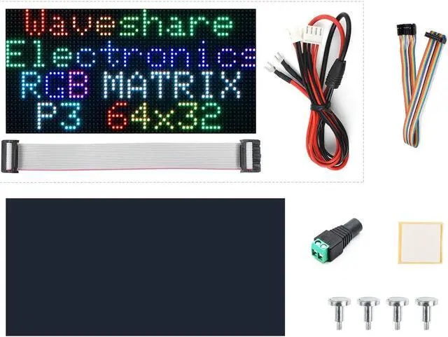 Main image of Waveshare RGB Full-Color LED Matrix Panel 64×32 Pixels Display Screen 2048 Individual LEDs 3mm Pitch Compatible with Raspberry Pi 5/4B/3B/Zero/Zero W/Zero 2W/Pico/Pico W/Pico WH, ESP32