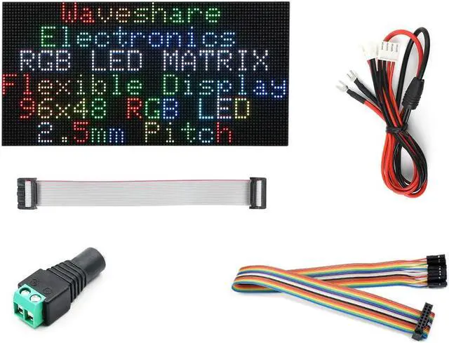 Main image of waveshare Flexible RGB Full-Color LED Matrix Panel, 2.5mm Pitch, 96×48 Pixels, Adjustable Brightness and Bendable PCB, Compatible with Raspberry Pi 5/4B/3B/Zero/Zero W/Zero 2W/Pico/Pico W/Pico WH
