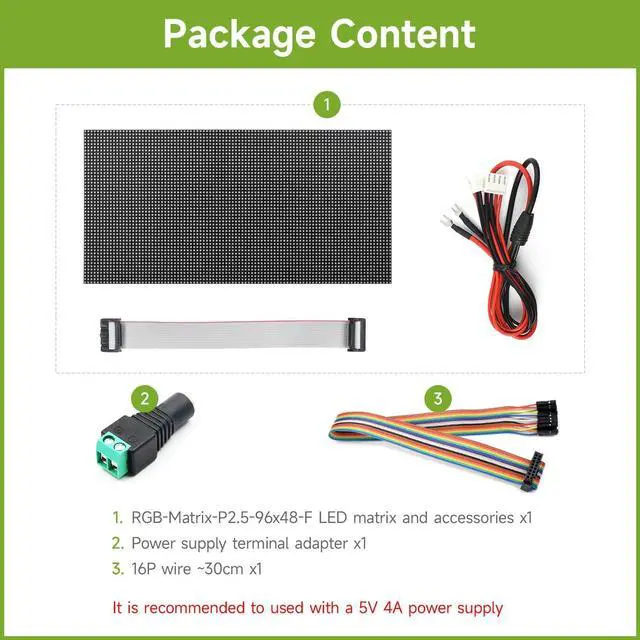 Alt view image 2 of 5 - waveshare Flexible RGB Full-Color LED Matrix Panel, 2.5mm Pitch, 96×48 Pixels, Adjustable Brightness and Bendable PCB, Compatible with Raspberry Pi 5/4B/3B/Zero/Zero W/Zero 2W/Pico/Pico W/Pico WH