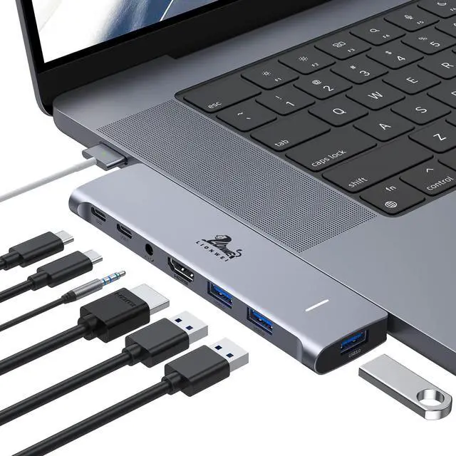 Main image of USB C Hub Adapter for MacBook Pro/Air M1M2M3 2022 2021 2020 13"15"16",Multiport MacBook Adapter MacBook Accessories with 4K HDMI,3USB3.0,Audio,100W Thunderbolt-Enabled USB-C,Support MagSafe 3 Charging