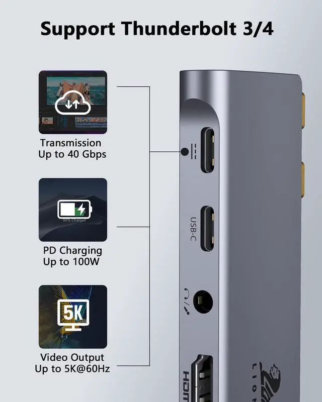 Alt view image 3 of 5 - USB C Hub Adapter for MacBook Pro/Air M1M2M3 2022 2021 2020 13"15"16",Multiport MacBook Adapter MacBook Accessories with 4K HDMI,3USB3.0,Audio,100W Thunderbolt-Enabled USB-C,Support MagSafe 3 Charging