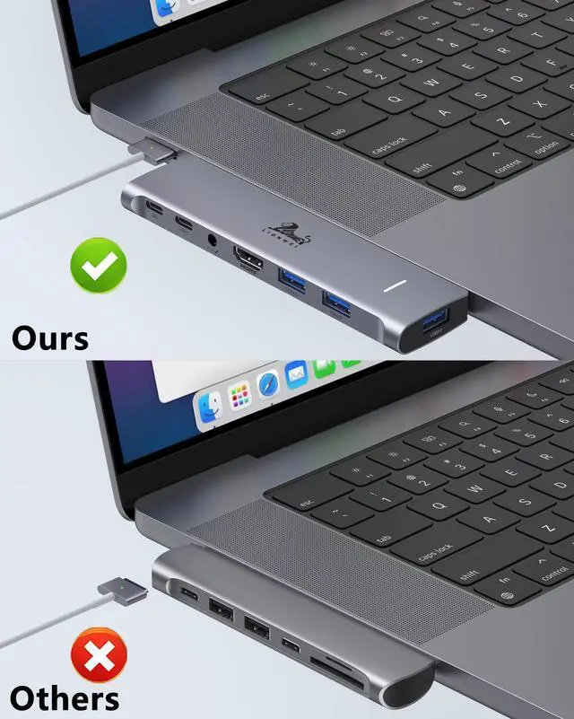 Alt view image 2 of 5 - USB C Hub Adapter for MacBook Pro/Air M1M2M3 2022 2021 2020 13"15"16",Multiport MacBook Adapter MacBook Accessories with 4K HDMI,3USB3.0,Audio,100W Thunderbolt-Enabled USB-C,Support MagSafe 3 Charging
