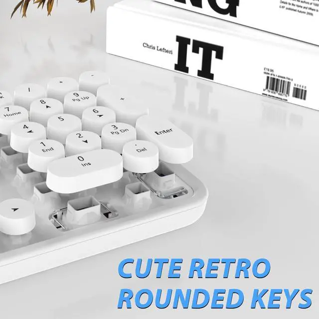 Alt view image 2 of 5 - Wireless Keyboard Mouse Combo, 104 Keys Cute Colorful Keyboard with Number Pad & Mouse for Windows, Computer, PC, Notebook, Laptop (White)