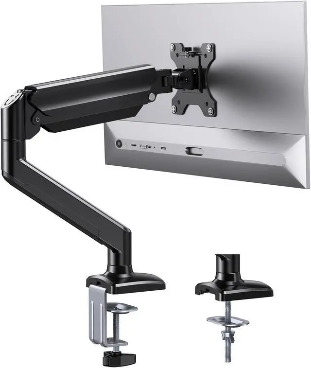 Main image of ErGear Single Monitor Arm for 13-34 inch Screens, Adjustable Gas Spring Monitor Mount Holds up to 22 lbs, Computer Monitor Stand with VESA Mount, C-Clamp & Grommet Base, Max VESA 100x100mm,