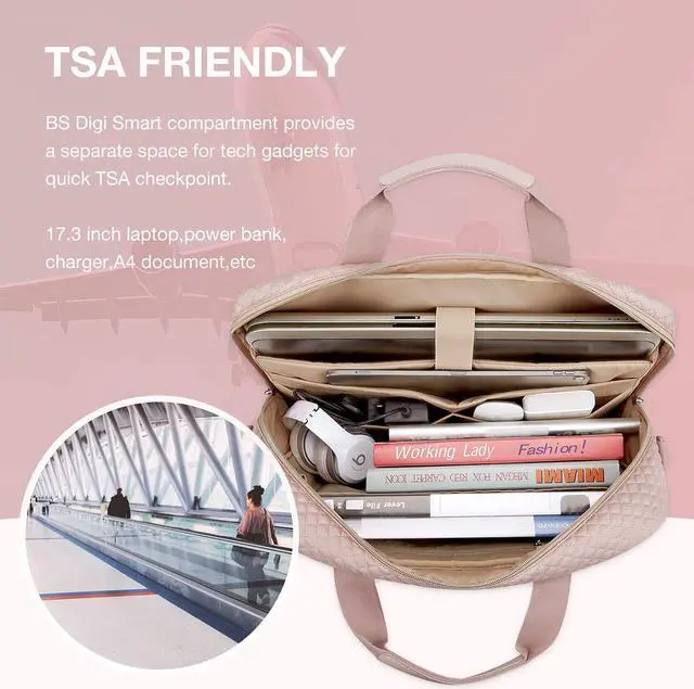 Alt view image 2 of 5 - BAGSMART 17.3/15.6 Inch Laptop Bag, Briefcase for Women Computer Messenger Bag Office Travel Business, Pink