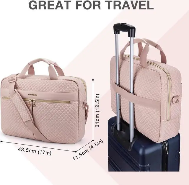 Alt view image 5 of 5 - BAGSMART 17.3/15.6 Inch Laptop Bag, Briefcase for Women Computer Messenger Bag Office Travel Business, Pink