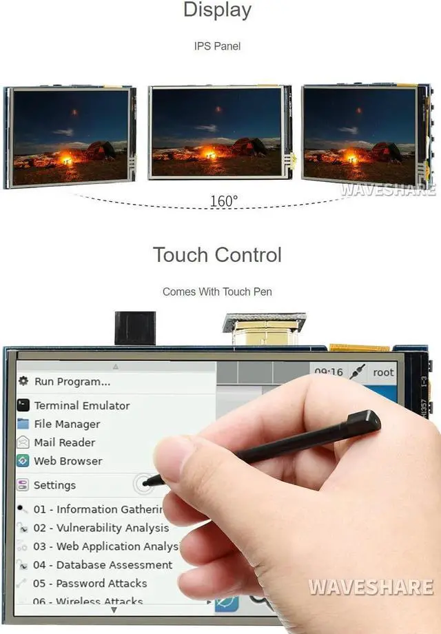 Alt view image 5 of 5 - Waveshare 3.5inch Resistive Touch Screen LCD, Compatible with Raspberry Pi 5/4B/3B/Zero/Zero W/Zero 2W/Pico/Pico W/Pico WH, 480×320, HDMI, IPS, Supports Windows 11/10 / 8.1/8 / 7