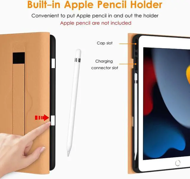 Alt view image 3 of 5 - DTTO iPad 9th/8th/7th Generation 10.2 Inch Leather Case 2021/2020/2019 Bundle with Stylus Pen for iPad 9/8/7/6th Gen, Black and Grey