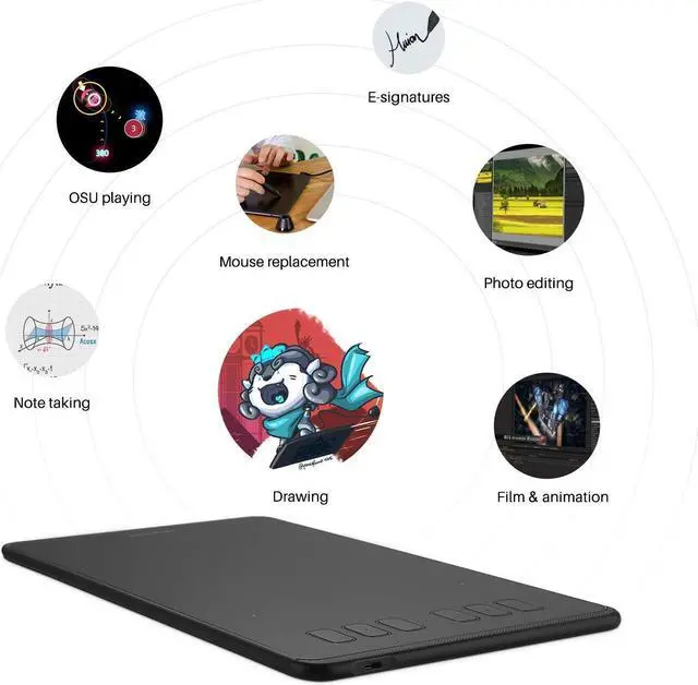 Alt view image 5 of 5 - HUION Inspiroy H640P Graphics Drawing Tablet and 10 Pack Replacement Nibs PN04 for Linux, Windows, Mac and Android