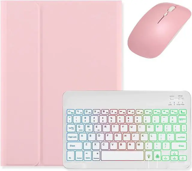 Main image of kaidisen Backlit Keyboard for Galaxy Tab S6 Lite 10.4" 2024/2022/2020 Keyboard Case with Mouse, Detachable Backlight Color Keyboard Case,Pink+White