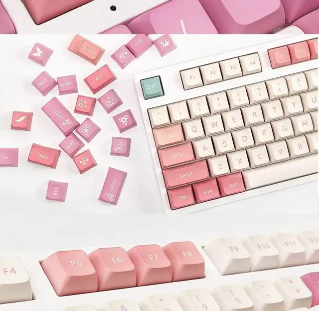 Alt view image 5 of 5 - ILYCHEEGAMI PBT keycaps XDA Cute Pink Dye Sublimation Universal Mechanical Keyboard keycaps Compatible with Cherry MX switches,Gateron,Kailh TTC JWK Kawaii Keycap Set