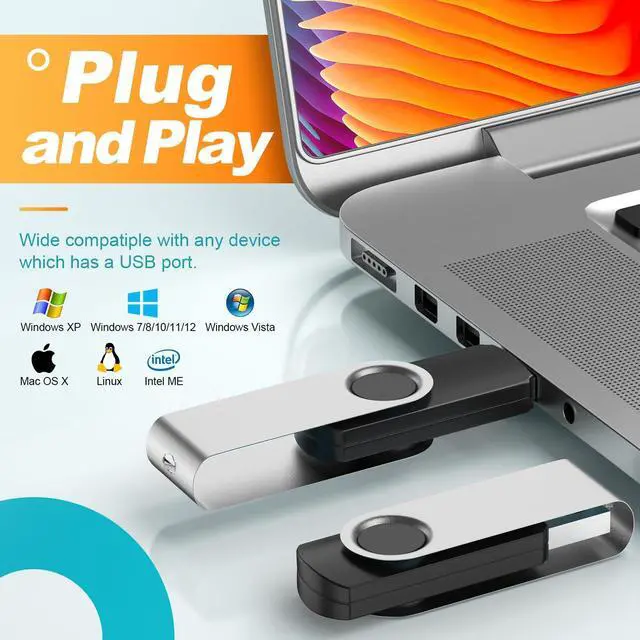 Alt view image 3 of 5 - 32GB Flash Drive 10 Pack, Kepmem Thumb Drive 32 GB Bulk Memory Stick Silver Pendrive 32 Gig USB Drive 2.0 Metal Jump Drive Swivel USB Stick Portable Zip Drive for Data Storage with 10pce Ropes Gift