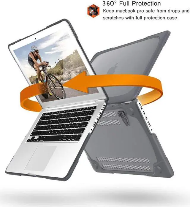 Alt view image 4 of 5 - Mektron for MacBook Pro 13 Inch Case (Version 2015/2014/2013)[Heavy Duty][Snap on][Dual Layer] Hard Case Cover with Foldable Stand for Mac Pro Retina 13.3 Model A1502 A1425 (Gray)