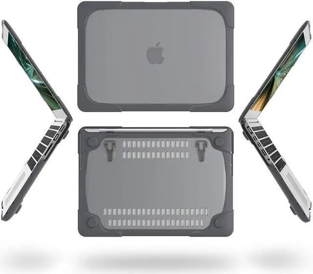 Alt view image 5 of 5 - Mektron for MacBook Pro 13 Inch Case (Version 2015/2014/2013)[Heavy Duty][Snap on][Dual Layer] Hard Case Cover with Foldable Stand for Mac Pro Retina 13.3 Model A1502 A1425 (Gray)