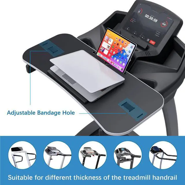 Alt view image 3 of 5 - Miden Treadmill Desk Attachment, Universal Treadmill Laptop Desk, Treadmill Laptop Holder, Ergonomic Platform for Notebooks, Tablets, Laptops, Workstation for Treadmill Handlebars up to 36 inches