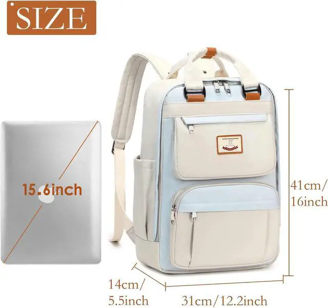 Alt view image 3 of 5 - MYHOZEE Laptop Backpacks, 15.6 Inch Square Backpacks Aesthetic College School Bookbags for Women Men Travel Daypack