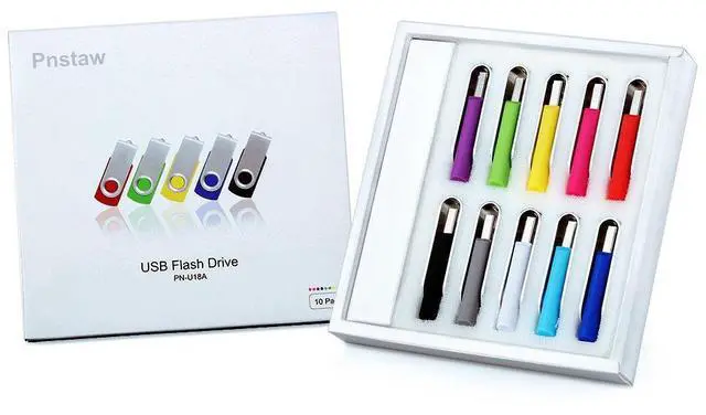 Alt view image 3 of 5 - 32GB USB 2.0 Flash Drive Pnstaw Swivel Memory Stick Thumb Drive Pen Drives Jump Drive for Data Storage, File Sharing(10 Pack,Multi-Color) (32GB)