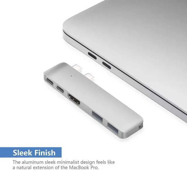 Alt view image 4 of 5 - Purgo Mini USB C Hub Adapter Dongle for 2025/2024-2020 MacBook Air 13" 15" M4 M3-M1, MacBook Air USB Adapter with 4K HDMI, 100W PD, 40Gbps TB3 5K@60Hz, USB-C and 2 USB 3.0 (Silver)