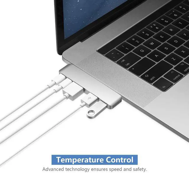 Alt view image 5 of 5 - Purgo Mini USB C Hub Adapter Dongle for 2025/2024-2020 MacBook Air 13" 15" M4 M3-M1, MacBook Air USB Adapter with 4K HDMI, 100W PD, 40Gbps TB3 5K@60Hz, USB-C and 2 USB 3.0 (Silver)