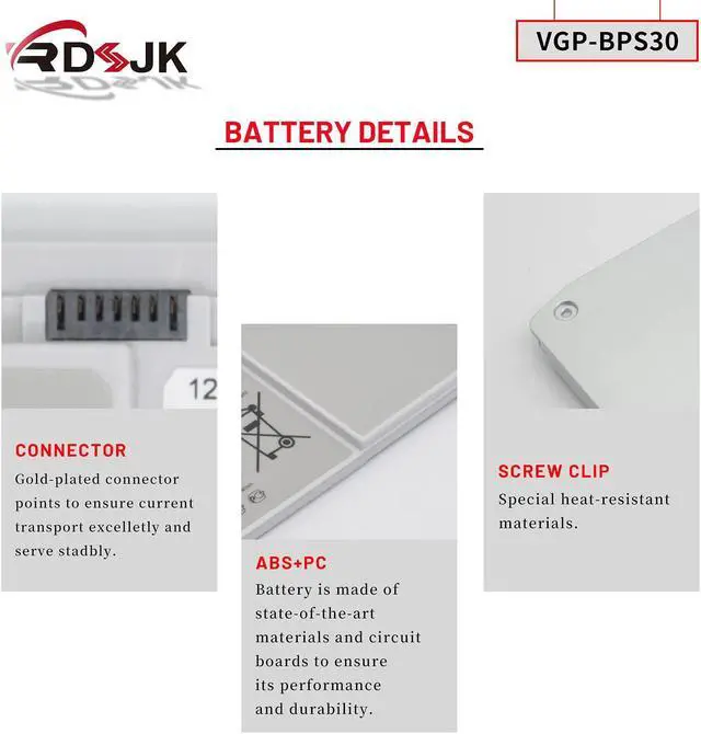 Alt view image 5 of 5 - VGP-BPS30 Laptop Battery for Sony VAIO T11 T13 SVT-11 SVT-13 SVT11 SVT13 VAIO SVT111 SVT131 SVT1112 SVT1311 SVT1312 SVT13117ECS SVT13112FX Series SVT131A11L SVT131B11M SVT131A11M VGP-BPS30A 11.1V 45Wh