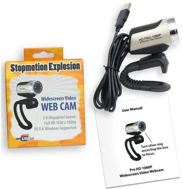 Alt view image 2 of 5 - Stopmotion Explosion USB 2.0 HD Pro Widescreen Video Full 1080p Webcam with Built in Microphone and Flex Stand for Windows PC, Laptops and Apple OS X