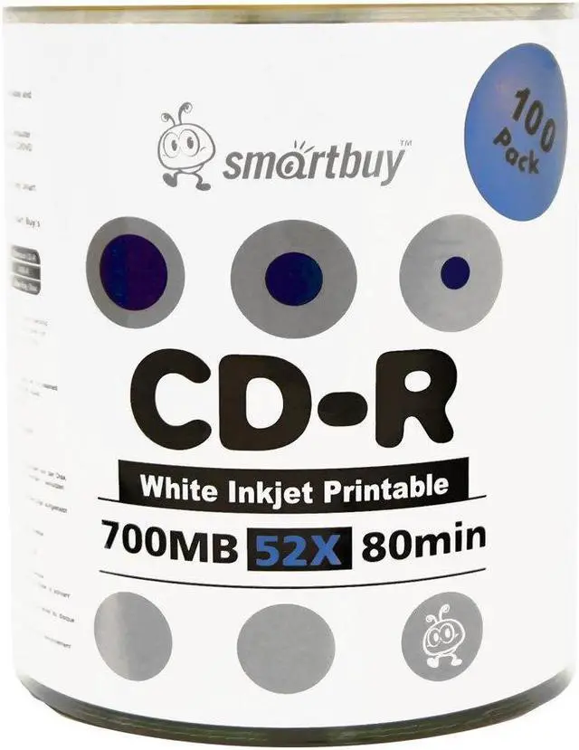 Alt view image 2 of 4 - Smartbuy 700mb/80min 52x CD-R White Inkjet Hub Printable Blank Recordable Media Disc (200-Disc)