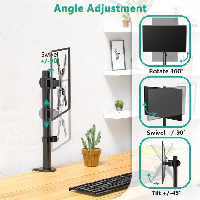 Alt view image 5 of 5 - WALI Single Monitor Mount for 1 Computer Screen up to 42 inch, Fully Adjustable Monitor Arm Holds up to 22 lbs, Mounting Holes up to 200x200mm (M001SXL), Black