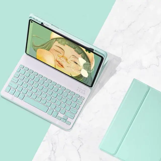 Alt view image 2 of 5 - Keyboard Case for iPad Air 11 inch (M3/M2)/ Air 5th 4th Generation 10.9 Inch/iPad Pro 11 inch 4th/3rd/2nd/1st Gen Magnetic Detachable Bluetooth Color Keyboard (Mint Green)